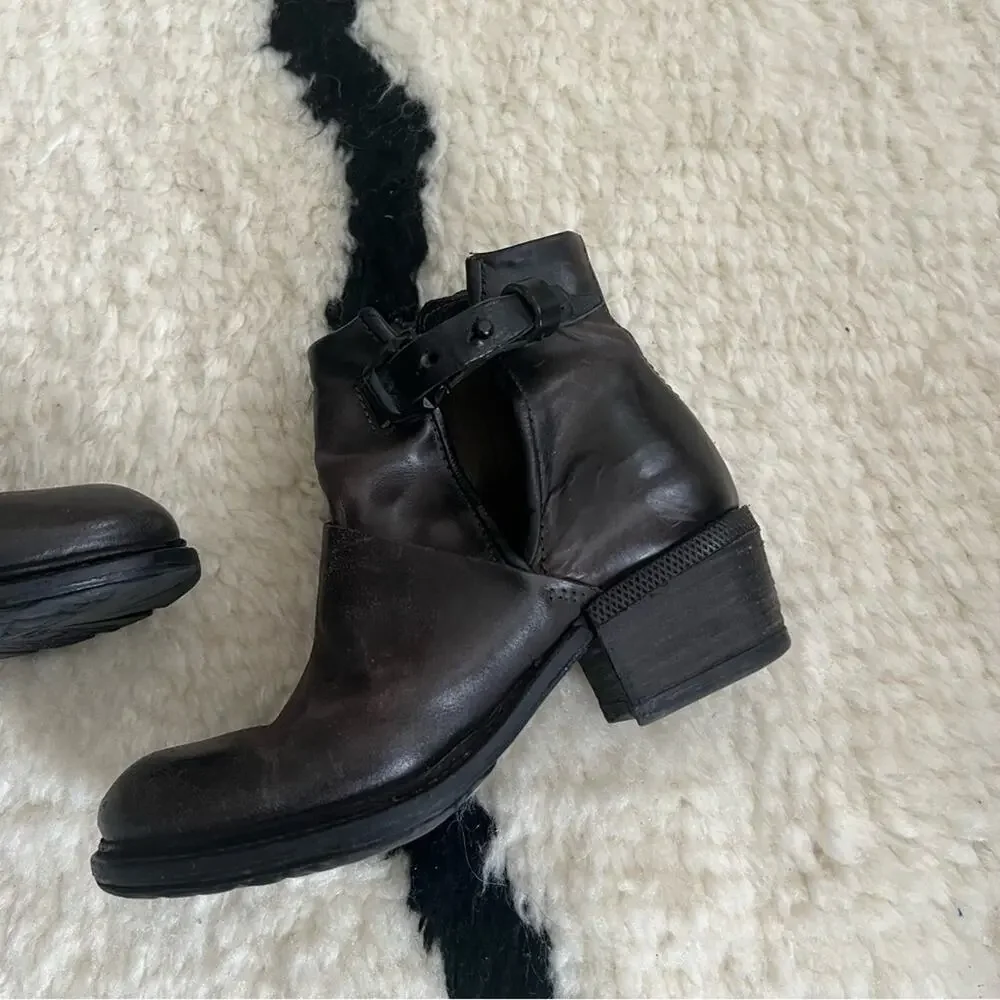 A.S. 98 Distressed Leather Moto Booties